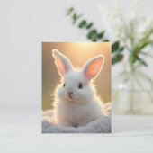 Fluffy, cute, white bunny, custom feestdagenkaart (Staand voorkant)