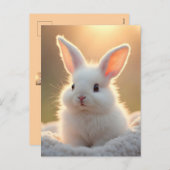 Fluffy, cute, white bunny, custom feestdagenkaart (Voorkant / Achterkant)