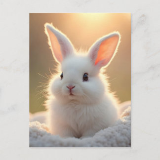 Fluffy, cute, white bunny, custom feestdagenkaart