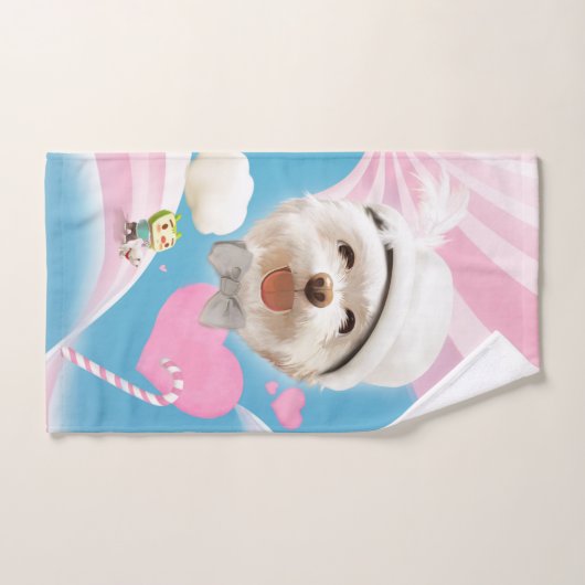 Fluffy Dog avec Casquette blanc (Serviette à main)