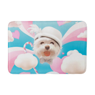 Fluffy Dog met Wit Pet Badmat