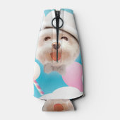 Fluffy Dog met Wit Pet Flesjeskoeler (Achterkant)