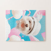 Fluffy Dog met Wit Pet Legpuzzel (Horizontaal)