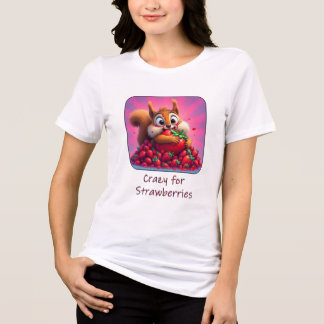 Fluffy Eekhoorn “Gek van Aardbeien”, grappig Tri-Blend Shirt
