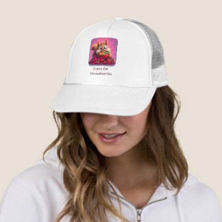 Fluffy eekhoorn “Gek van aardbeien”, grappig Trucker Pet
