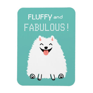 Fluffy en Fabulous Schattigee Witte Pommerse Hond Magneet