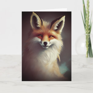 Fluffy Fantasy Red Fox Waterverf Kaart