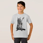 Fluffy Feline Rocker | Long-Haired Cat Guitarist T-shirt (Voorkant volledig)