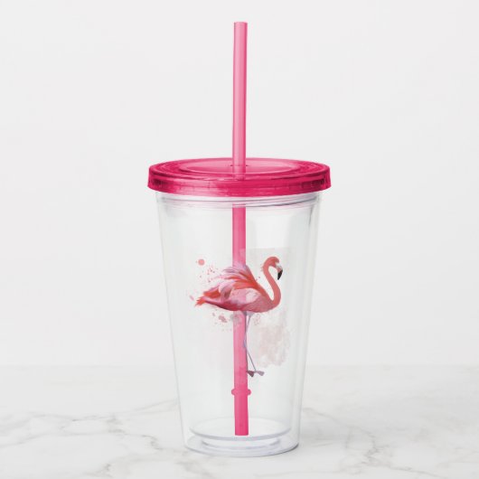 Fluffy Flamingo Acryl Drinkbeker (Voorkant)