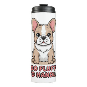 Fluffy Franse Bulldog Te Fluffy om aan te Pakken Thermosbeker