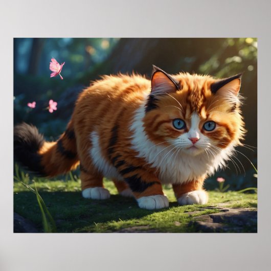 *~* Fluffy Furry Kitty Cat 5:4 katje Poster (Voorkant)
