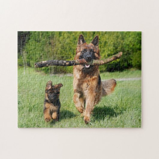Fluffy German Shepherd Dog and Puppy Legpuzzel (Horizontaal)