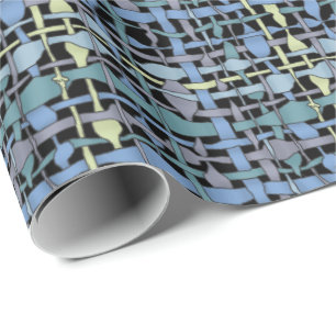 Fluffy Geweven Graphic Burlap Blue Cadeaupapier