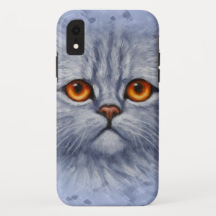 Fluffy Grey Tabby Cat Kitten Face iPhone XR Hoesje