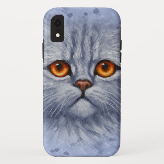 Fluffy Grey Tabby Cat Kitten Face Case-Mate iPhone Case (Achterkant)