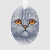 Fluffy Grey Tabby Cat Kitten Face Ornament (achterkant)