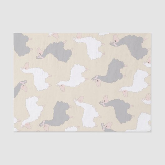 Fluffy Grey & White Llamas Tissuepapier (Voorkant)