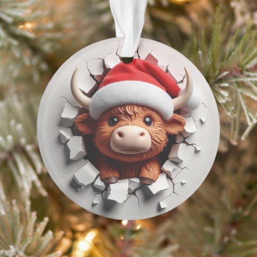 Fluffy Highland Cow Festive Ornament (Arbre)