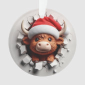 Fluffy Highland Cow Festive Ornament (devant)