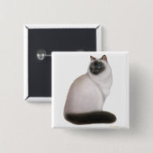 Fluffy Himalayan Cat Pin Vierkante Button 5,1 Cm (Voorkant /achterkant)