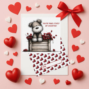Fluffy Hond Valentijnkaart voor Kinderen Notitiekaartje