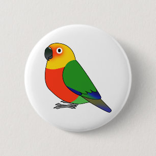 Fluffy jenday conure cartoon ronde button 5,7 cm