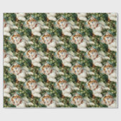 Fluffy kerstkat Waterverf Cadeaupapier (Vlak)