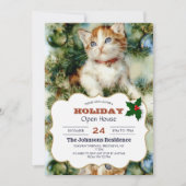 Fluffy kerstkat Waterverf Kaart (Voorkant)