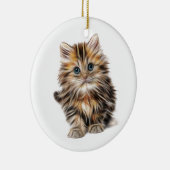 Fluffy Kitten Keramisch Ornament (Rechts)
