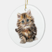 Fluffy Kitten Keramisch Ornament (Links)