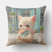 Fluffy Kitten met Lollipop bij Pastry Shop Kussen (Achterkant)