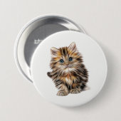 Fluffy Kitten Ronde Button 7,6 Cm (Voorkant /achterkant)