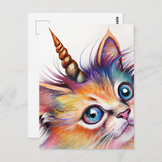 Fluffy Kitten Unicorn Briefkaart (Voorkant / Achterkant)
