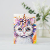 Fluffy Kitten Unicorn Briefkaart (Staand voorkant)