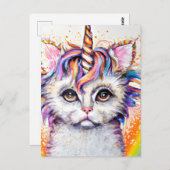 Fluffy Kitten Unicorn Briefkaart (Voorkant / Achterkant)