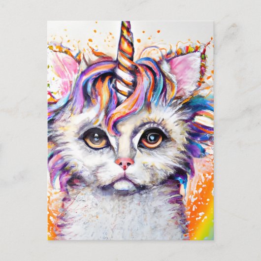 Fluffy Kitten Unicorn Briefkaart (Voorkant)
