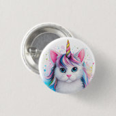 Fluffy Kitten Unicorn Ronde Button 3,2 Cm (Voorkant /achterkant)