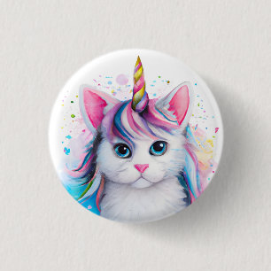 Fluffy Kitten Unicorn Ronde Button 3,2 Cm