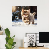 *~* Fluffy Kitty Cat 5:4 Kitten AP68 Sneeuwbel Poster (Thuiskantoor)