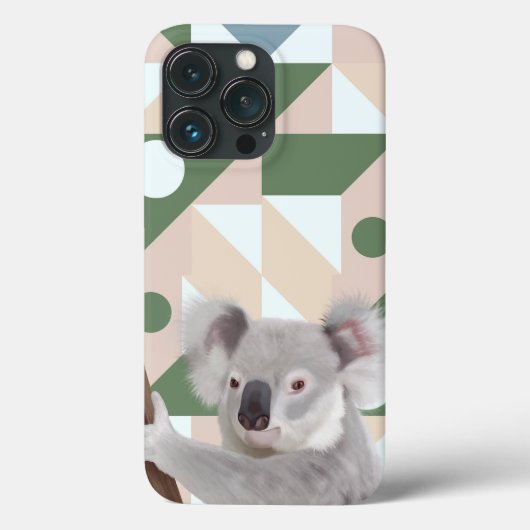 Fluffy Koala groene geometrische achtergrond Case-Mate iPhone Case (Achterkant)