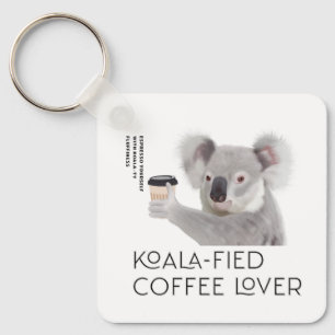 Fluffy Koala Pun Koffieliefhebbers Sleutelhanger