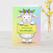 Fluffy Lamb Easter Message Card Kaart (Gele Bloem)