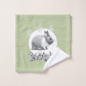 Fluffy le lapin. Dessin au crayon (Gant de toilette)