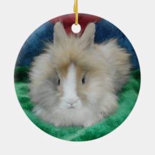 Fluffy Lionhead Bunny Rabbit Keramisch Ornament