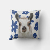 Fluffy Llama Blue Retro Flowers Kussen (Achterkant)
