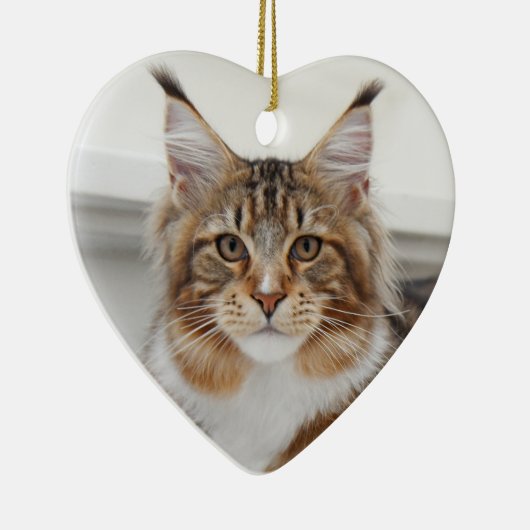 Fluffy Maine Coon Cat Keramisch Ornament (Rechts)