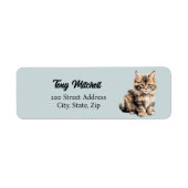 Fluffy Maine Coon Cat Retouradres Label (Voorkant)