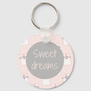 Fluffy Marshmallow Kat in Roze Zoete dromen Sleutelhanger