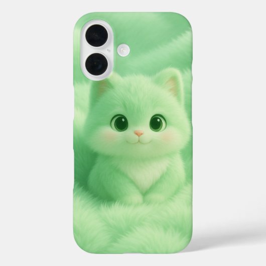 Fluffy Mint Kitten iPhone Case – Schattigee Cartoo (Achterkant)