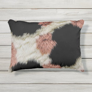 Fluffy Nepfake Vacht Abstracte Koeienprint - Knus Buitenkussen